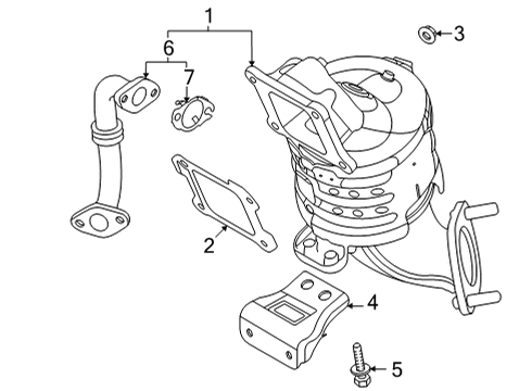 2020 Hyundai Sonata Exhaust Manifold Manifold Catalytic Assy-Exh Diagram for 28510-2J150