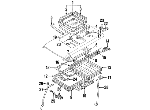 1996 Mitsubishi Montero Sunroof Tube-SUNROOF Drain Diagram for MR380077