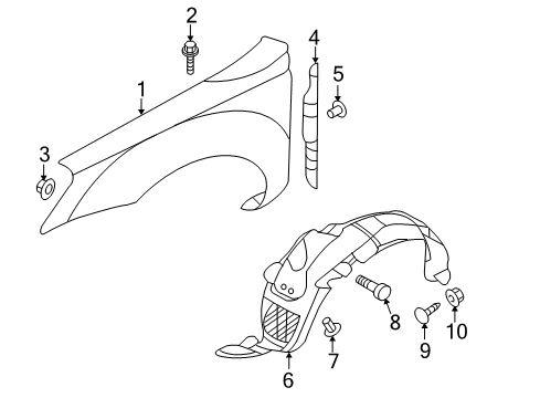 2010 Kia Optima Fender & Components Guard Assembly-Front Wheel Diagram for 868122G500