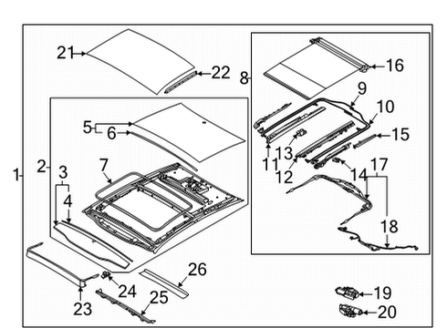 2021 Kia K5 Sunroof Cover-PANORAMAROOF D Diagram for 81663L2000