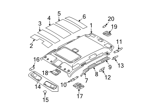 2005 Hyundai Tucson Interior Trim - Roof Room Lamp Assembly Diagram for 92800-2E000-GF