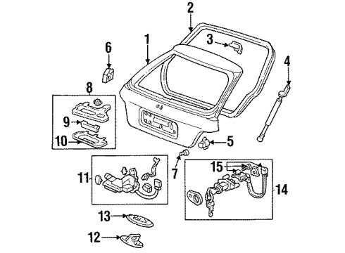 1994 Honda Accord Gate & Hardware Open Stay Assembly L Diagram for 74870-SV5-315