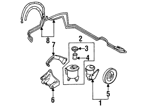 1989 Nissan Sentra Power Steering Pump & Cooler Lines Hose ASY Pump Diagram for 49710-60A02
