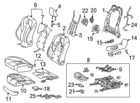 2020 Toyota Avalon Power Seats Seat Back Pad Diagram for 71552-07121