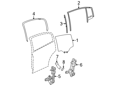 2006 Saturn Ion Rear Door Channel Asm, Rear Side Door Window Diagram for 21992709