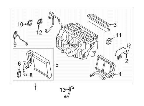 2019 Nissan Altima Air Conditioner EVAPORATOR Assembly Front Diagram for 27280-6GU0C