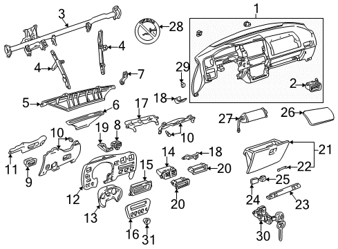 1996 Toyota RAV4 Instrument Panel Shaft, Glove Compartment Door Hinge Diagram for 55574-10010