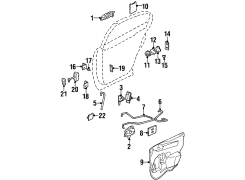 2003 Oldsmobile Aurora Rear Door Rod Asm-Rear Side Door Outside Handle Diagram for 25656950