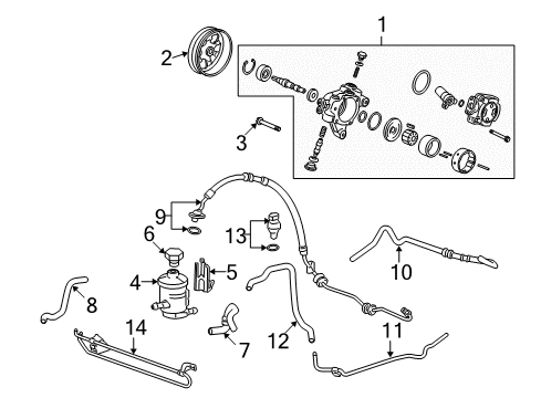 2011 Acura RDX P/S Pump & Hoses, Steering Gear & Linkage Hose, Power Steering Return Diagram for 53734-STK-A02