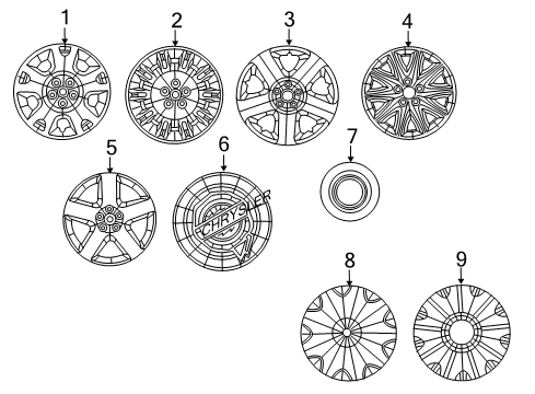 2008 Chrysler 300 Wheel Covers & Trim Wheel Cover Diagram for 68166850AA