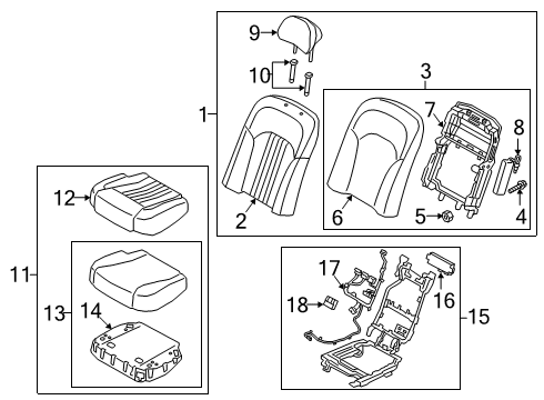2020 Kia K900 Rear Seat Components Bolt-Washer Assembly Diagram for 11241-06141