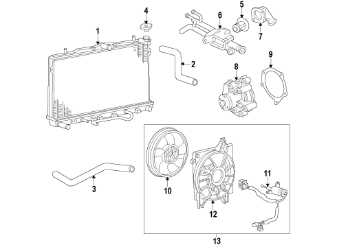 2011 Hyundai Elantra Cooling System, Radiator, Water Pump, Cooling Fan Blower Assembly Diagram for 25380-2H151