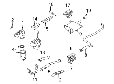 2001 Nissan Altima Exhaust Components Three Way Catalytic Converter Diagram for B0800-5E500