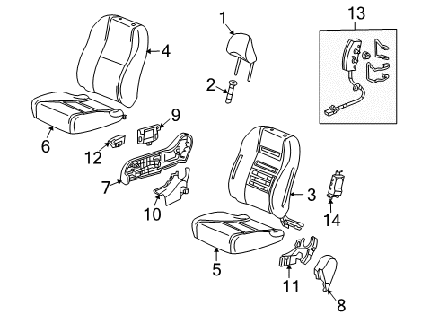 2012 Honda Insight Front Seat Components Pad, R. FR. Seat-Back (With OPDS Sensor) Diagram for 81127-TM8-A91