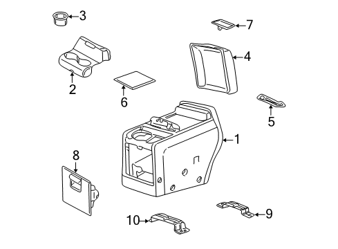 2003 Lincoln Navigator Rear Console Mat Diagram for 2L7Z-78045G34-BAA