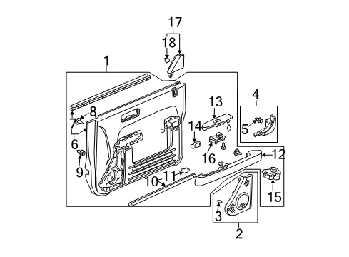 2005 Honda Element Front Door Armrest, Passenger Side (Surf Blue) Diagram for 83533-SCV-A01ZA