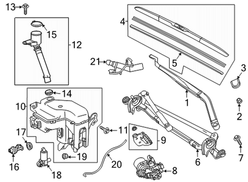 2020 Toyota Highlander Wipers Wiper Arm Diagram for 85211-0E090
