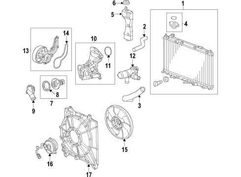 2016 Honda Fit Cooling System, Radiator, Water Pump, Cooling Fan Cover, Thermostat Diagram for 19311-5R0-000