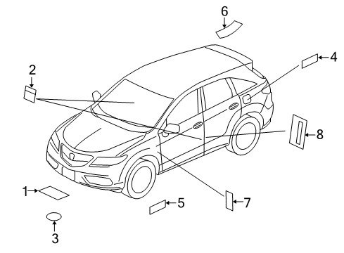 2014 Acura RDX Information Labels Label, Air Conditioner Information Diagram for 80050-TX4-H00