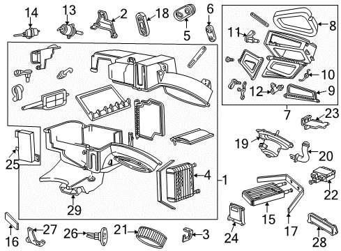 2001 Ford Taurus A/C Evaporator & Heater Components Evaporator Core Clip Diagram for 6L2Z-19E746-AA