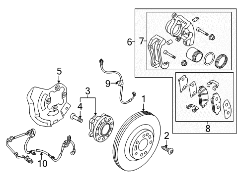 2017 Kia K900 Front Brakes Front Brake Caliper Kit, Right Diagram for 581903TA50