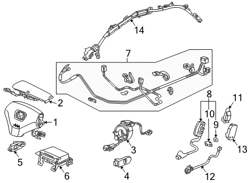 2005 Honda Accord Air Bag Components Sensor Assy., L. Bracket Diagram for 77930-SDN-L10