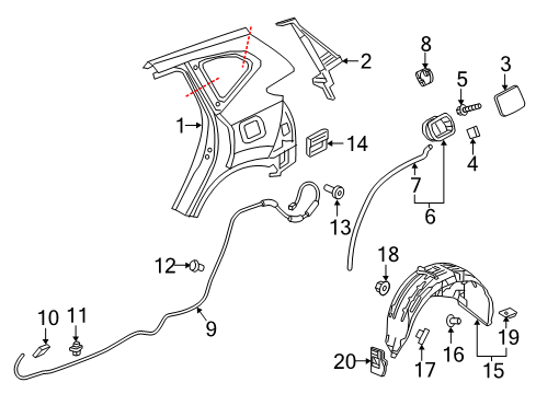 2018 Honda CR-V Quarter Panel & Components Cover, Flap Module Dust Diagram for 17667-TLA-A01