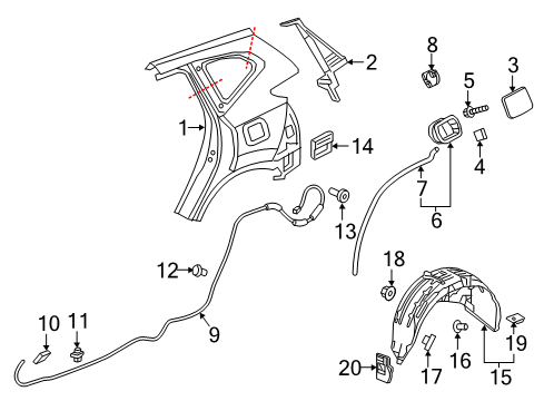 2018 Honda CR-V Quarter Panel & Components Adapter Assy., Fuel Filler Diagram for 74480-TLA-A00