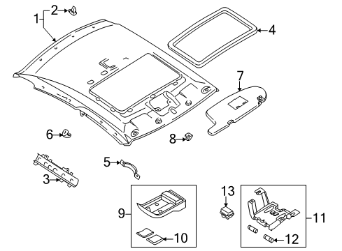 1998 Nissan Altima Sunroof Holder SUNVISOR Diagram for 96409-9E022