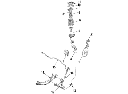 1984 Oldsmobile Firenza Front Suspension Components, Lower Control Arm, Stabilizer Bar Insulator, Front Stabilizer Shaft Diagram for 14026673