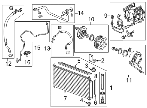 2016 Honda CR-Z A/C Condenser, Compressor & Lines Clutch Set, Compressor Diagram for 38900-RTW-A01