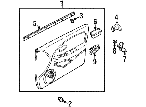 2001 Kia Sephia Rear Door REGULATER Assembly-Window, LH Diagram for 0K2A273560