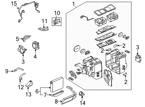 2009 Cadillac SRX A/C Evaporator & Heater Components Module Pkg, Heater & A/C Evaporator & Blower (Case Package) Diagram for 19130190