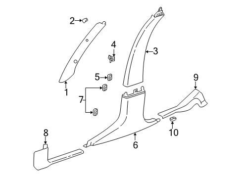 2003 Cadillac CTS Interior Trim - Pillars, Rocker & Floor Molding, Windshield Side Garnish- RH (W/O Speaker) *Neutral Diagram for 88892074