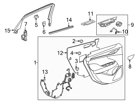 2019 Buick LaCrosse Rear Door Door Trim Panel Diagram for 26218860