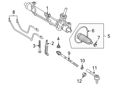 2008 Saturn Astra Steering Column & Wheel, Steering Gear & Linkage Pipe Kit, Steering Gear Diagram for 93189020