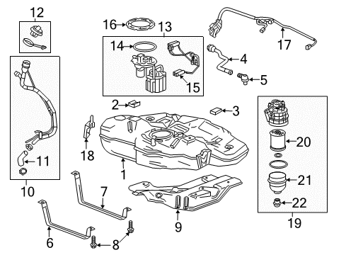 2018 Chevrolet Cruze Fuel Supply Fuel Pump Diagram for 13510675