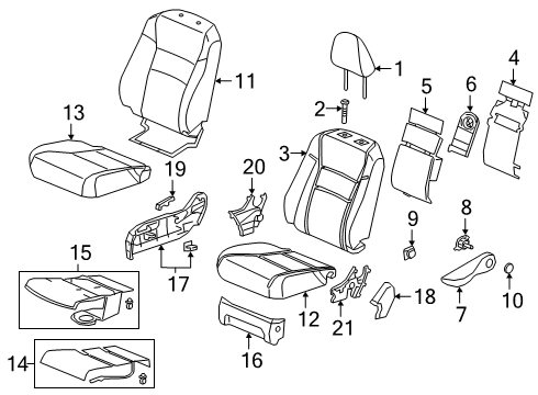 2021 Honda Passport Passenger Seat Components Tci, R. FR. Seat Cushion Diagram for 81218-TG7-A51