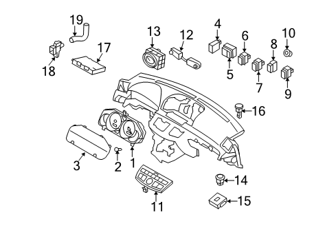 2007 Infiniti M45 Cluster & Switches, Instrument Panel Cylinder Set Glove Box Lid Diagram for F8632-EG000