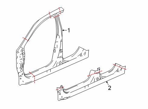 2014 Honda Accord Aperture Panel, Rocker Panel R, FR Outside Diagram for 04635-T2A-A00ZZ