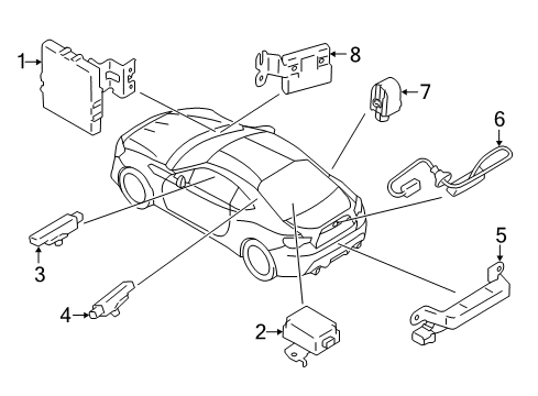 2014 Scion FR-S Keyless Entry Components Control Module Diagram for SU003-06100