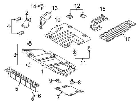 2012 Ford F-150 Frame & Components Side Shield Diagram for AL3Z-6N634-B