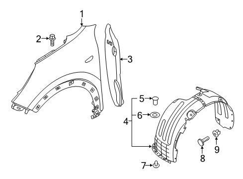2021 Kia Niro Fender & Components Guard Assembly-Front WHE Diagram for 86812G5500