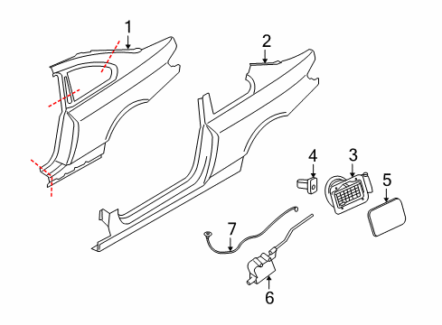 2008 BMW 128i Quarter Panel & Components Cover Pot Diagram for 51177166762