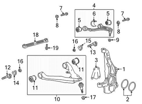 2021 Cadillac Escalade ESV Front Suspension Components Upper Control Arm Diagram for 84646950