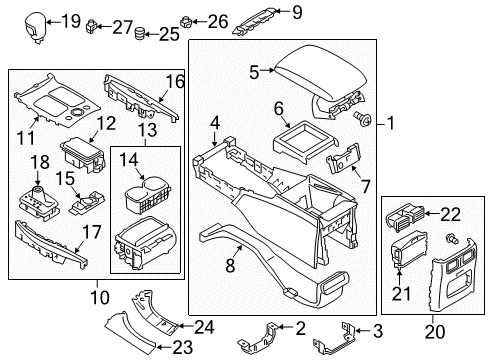 2011 Infiniti M56 Heated Seats Console Complete Diagram for 96905-1MA0C