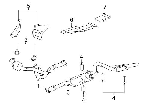 2008 Chevrolet Silverado 1500 Exhaust Components Muffler & Pipe Diagram for 15243105