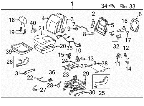 2008 Toyota Sienna Front Seat Components Cushion Cover Diagram for 71071-08050-E0