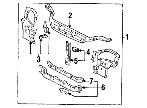 1994 Honda Civic Radiator Support Plate, Crossmember (Lower) Diagram for 60442-SR3-A00ZZ