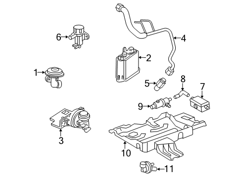 2004 Lincoln Navigator Emission Components Vapor Canister Mount Bracket Diagram for F75Z-9D665-AC